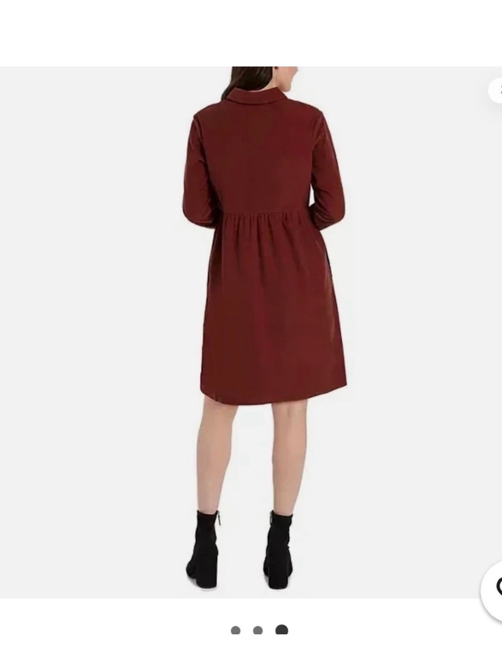 Nine West XS Burnt Henna corduroy Long Sleeve Shirt Dress western cozy cabincore